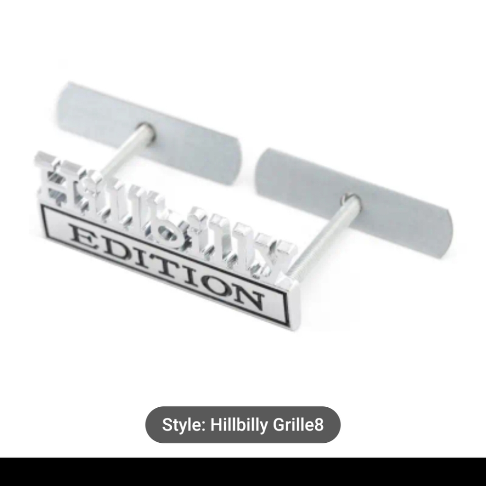 New Hillbilly edition emblem badge grill 3M adhesive Backing choos…
